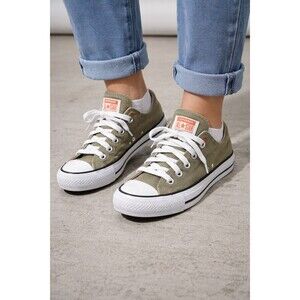 Converse All Star Low Top Sneakers Olive Green Canvas Lace Up Shoes 7